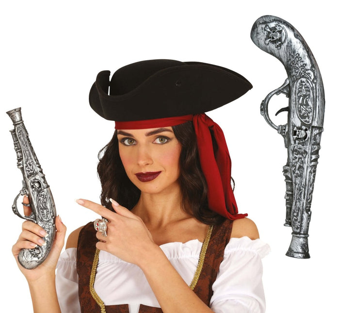Zilveren Nep Pistool 30cm - Partywinkel - 8434077165836