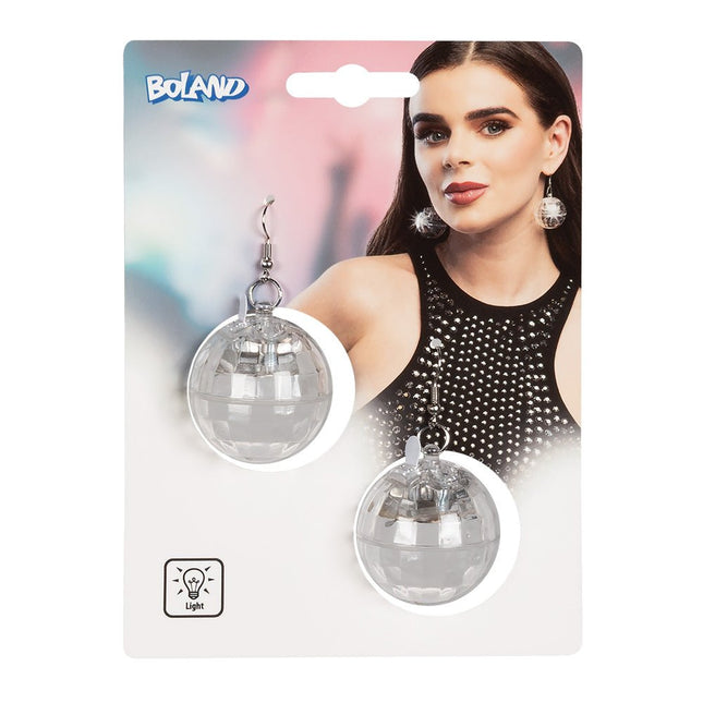 Zilveren Oorbellen Discoballen Led van Boland koop je bij Partywinkel