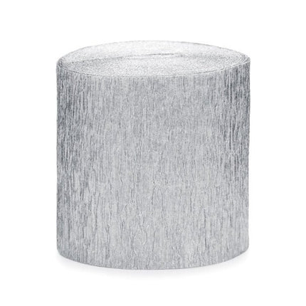 Zilveren Slingers Crepe Rol 5cm 10m 4st van Partydeco koop je bij Partywinkel