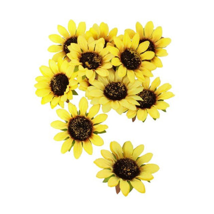 Zonnebloemen Decoratie 8cm 12st van CHAKS koop je bij Partywinkel