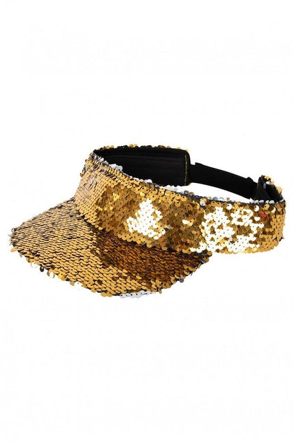 Zonneklep Met Pailletten Goud van PartyXplosion koop je bij Partywinkel
