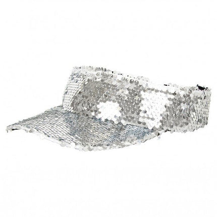 Zonneklep Met Pailletten Zilver van PartyXplosion koop je bij Partywinkel