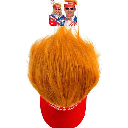 ZONNEKLEP MET PLUCHE HAAR "MAKE AMERICA GREAT AGAIN" van Widmann koop je bij Partywinkel