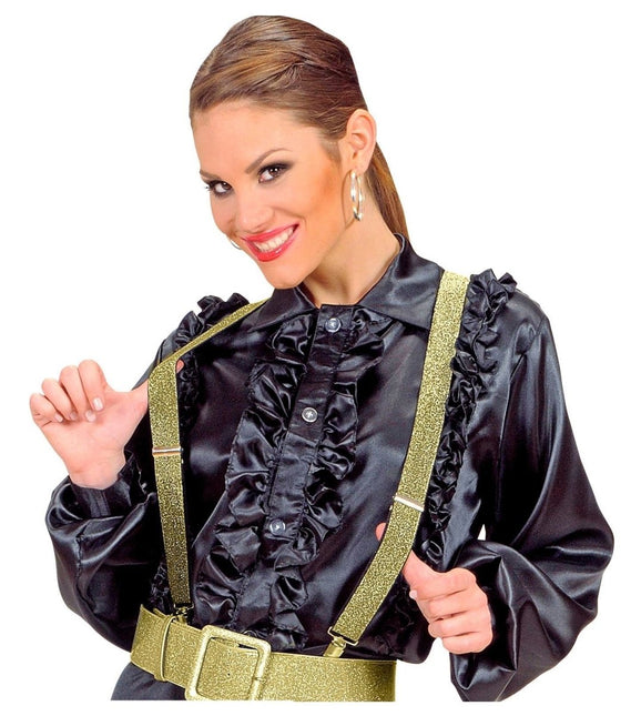 Zwart Gouden Bretels Glitter van Widmann koop je bij Partywinkel