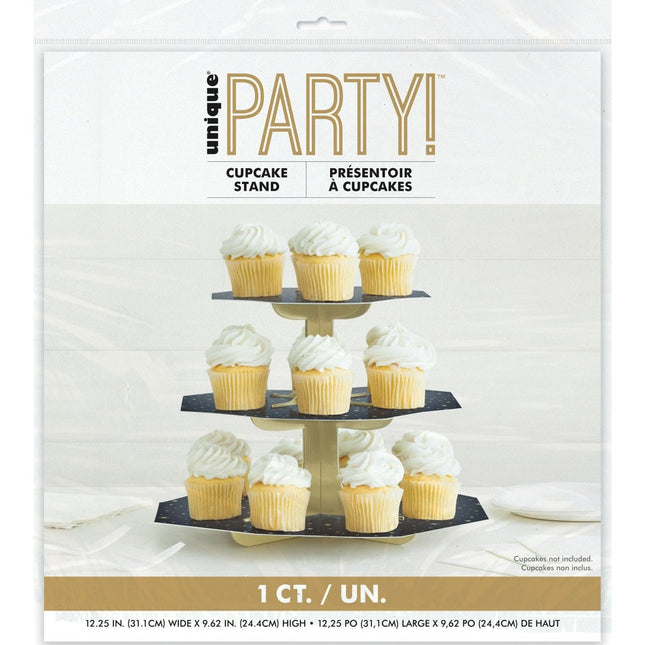 Zwart Gouden Etagere Cupcake van Unique koop je bij Partywinkel