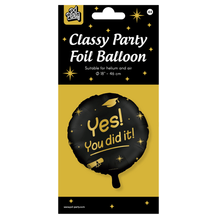 Zwart Gouden Geslaagd Helium Ballon You Did It Leeg 45cm van Paper Dreams koop je bij Partywinkel