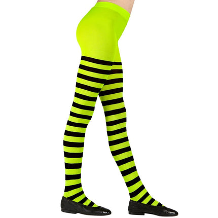 Zwart Groene Panty Kind Gestreept van Widmann koop je bij Partywinkel