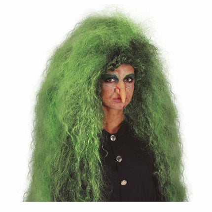 Zwart Groene Pruik Lang Haar van Fiestas Guirca koop je bij Partywinkel