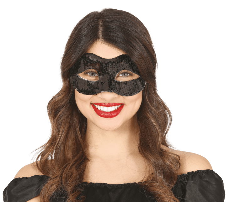 Zwart Masker Pailletten van Fiestas Guirca koop je bij Partywinkel