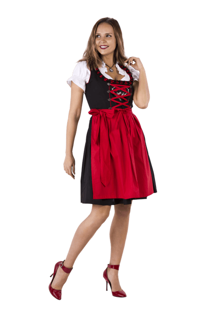 Zwart Rode Dirndl Jurk Oktoberfest Dames van Haus Huberts koop je bij Partywinkel