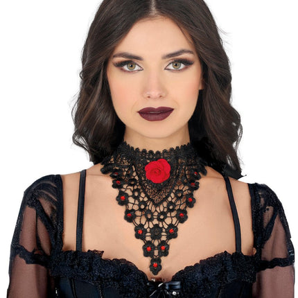 Zwart Rode Ketting Roos van Fiestas Guirca koop je bij Partywinkel