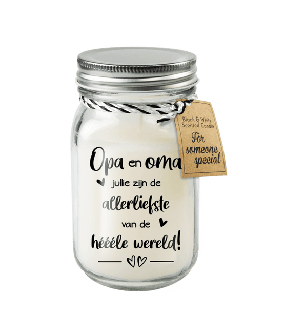 Zwart Witte Geurkaars Opa En Oma - Partywinkel - 8716764241802