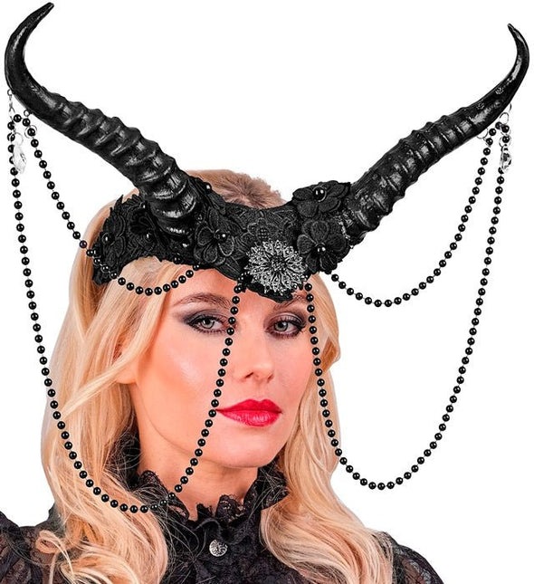 Zwarte Haarband Hoorns van Widmann koop je bij Partywinkel