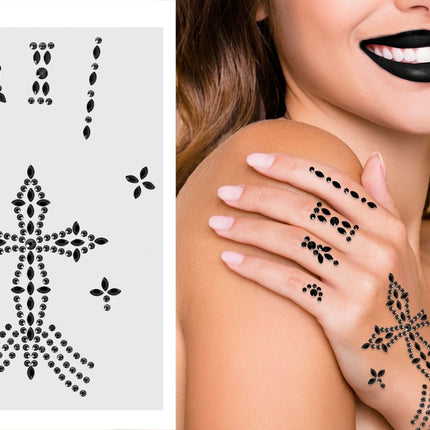 Zwarte Hand Stickers Strass Kruis van Fiestas Guirca koop je bij Partywinkel