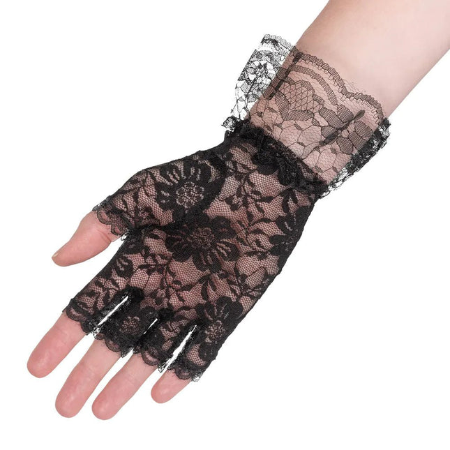 Zwarte Handschoenen Kant - Partywinkel - 8712026031631