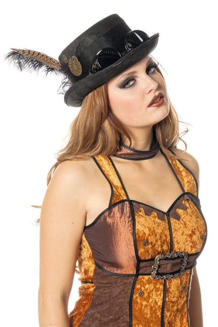 Zwarte Hoed Steampunk Met Bril van Wilbers & Wilbers koop je bij Partywinkel