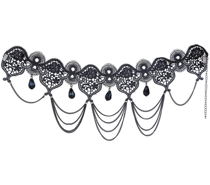 Zwarte Ketting Kant En Stenen van Fiestas Guirca koop je bij Partywinkel