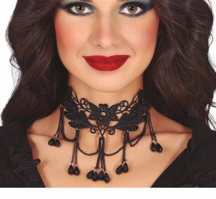 Zwarte Ketting Stenen van Fiestas Guirca koop je bij Partywinkel