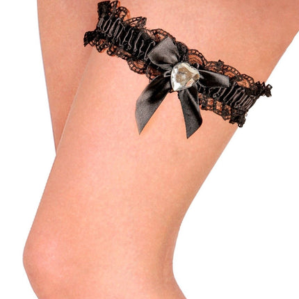 Zwarte Kousenband Met Diamanten Hartje van Widmann koop je bij Partywinkel