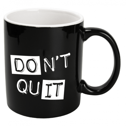 Zwarte Mok Don'T Quit 12cm van Paper Dreams koop je bij Partywinkel