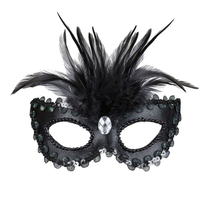 Zwarte Oogmasker Pailletten En Glitters van Widmann koop je bij Partywinkel