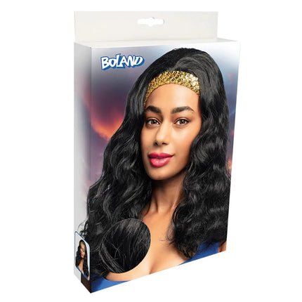 Zwarte Pruik Met Haarband van Boland koop je bij Partywinkel