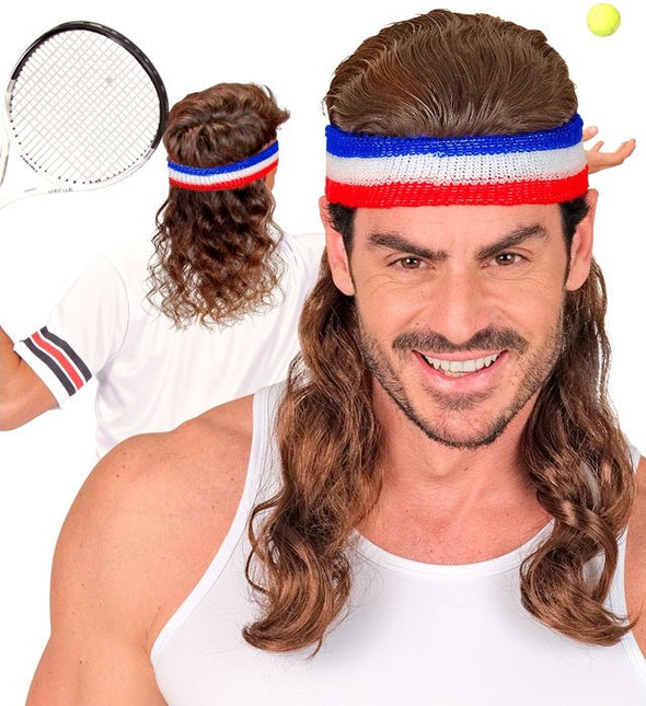 Zweetband Met Haar, Rood/Wit/Blauw van Widmann koop je bij Partywinkel