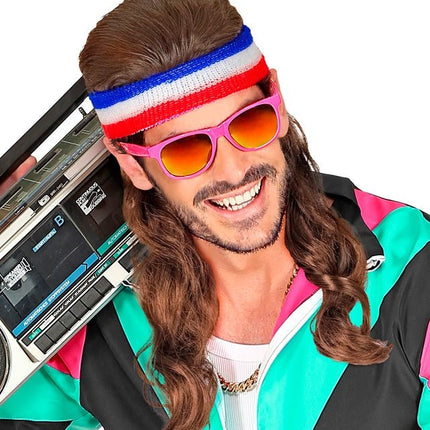 Zweetband Met Haar, Rood/Wit/Blauw van Widmann koop je bij Partywinkel