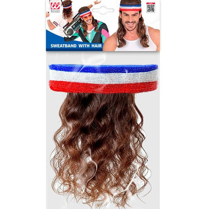 Zweetband Met Haar, Rood/Wit/Blauw van Widmann koop je bij Partywinkel