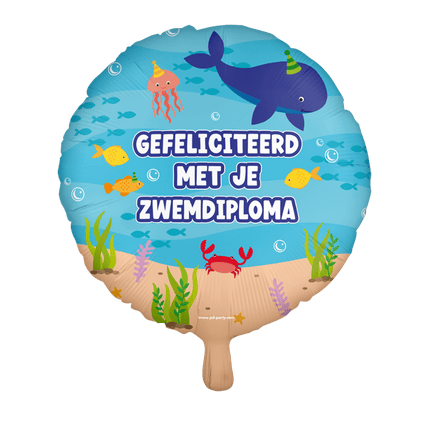 Zwemdiploma Helium Ballon Leeg 45cm - Partywinkel - 8716764237966