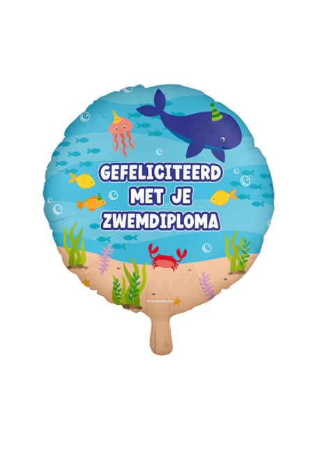 Zwemdiploma Helium Ballon Leeg 45cm - Partywinkel - 8716764237966